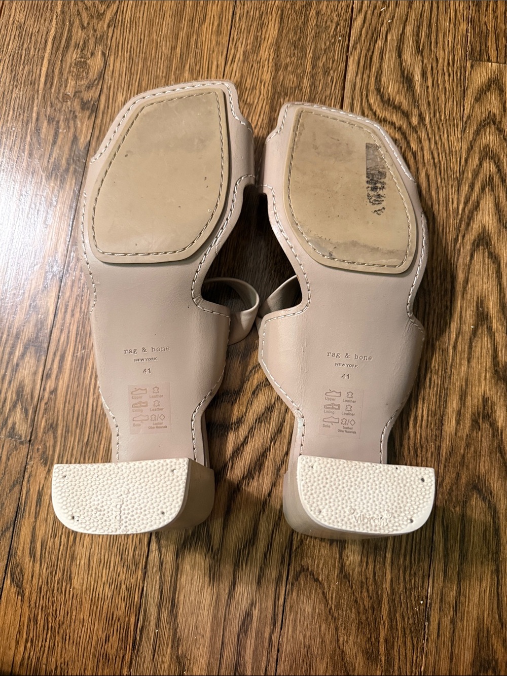Rag & Bone Size 41 Grey Leather Chunky Block Heal 2 Strap Sandal - Picture 4 of 5